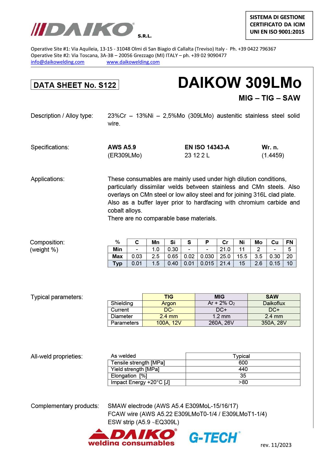 DAIKOW 309LMo gibt es proweld.ch