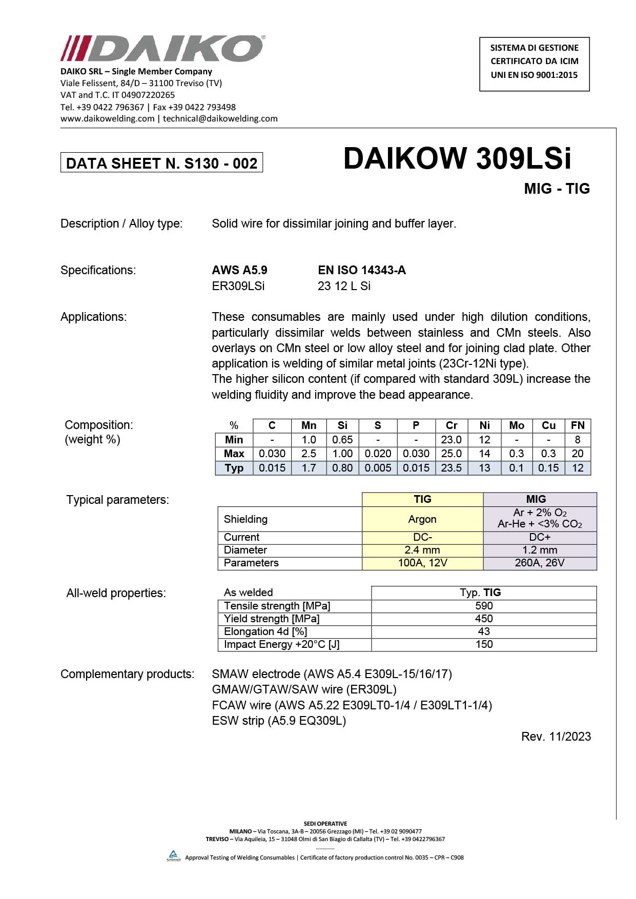 DAIKOW 309LSi gibt es bei proweld.ch