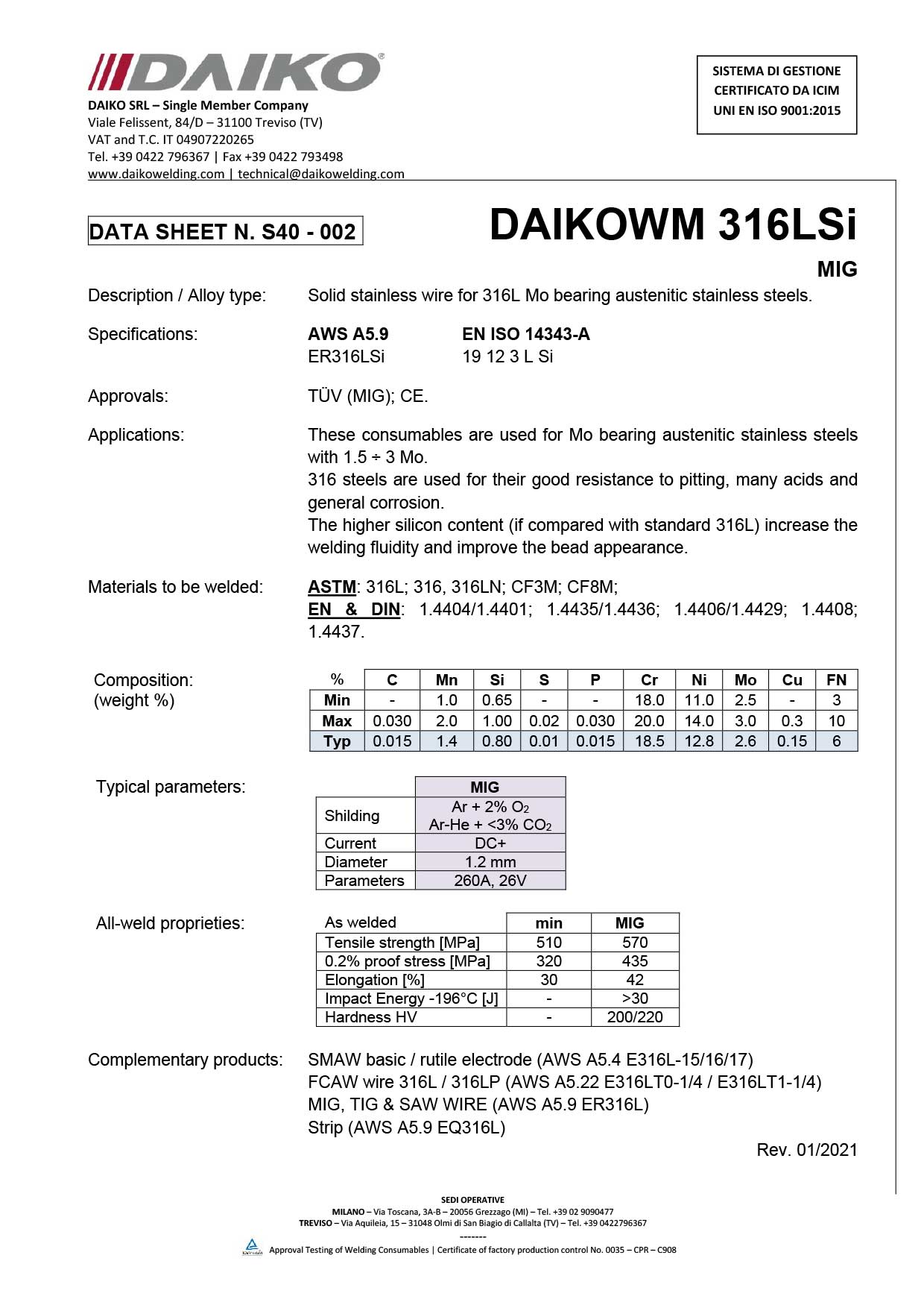 DAIKOWM 316LSi gibt es bei proweld.ch